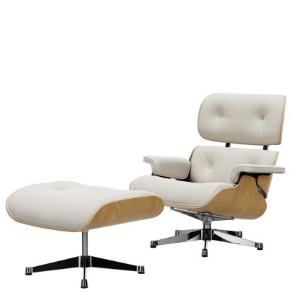 Eames Lounge Chair & Ottoman White, 84 cm - Original height 1956