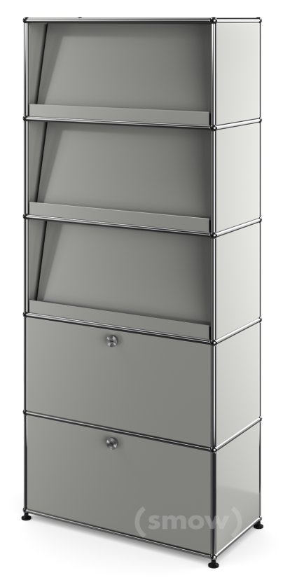 USM Haller Storage Unit with 3 Angled Shelves, Light grey RAL 7035