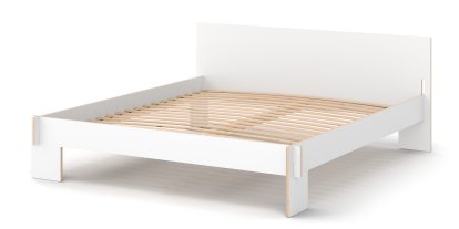 Siebenschläfer, 180 x 200 cm, With headboard, White, With rollable slatted base