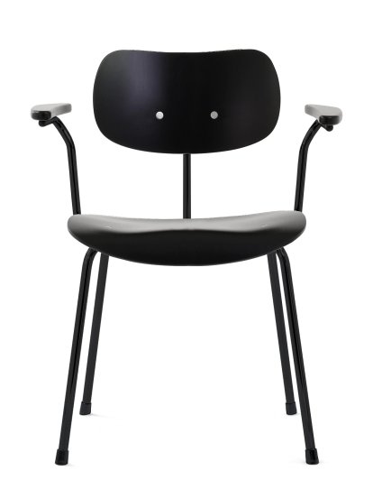 SE 68, Non-stackable, Without upholstery, Matt black powder-coated, With armrests, Black stained
