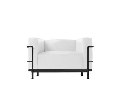 3 Fauteuil Grand Confort, grand modèle, Matt black lacqured, Leather Scozia, White