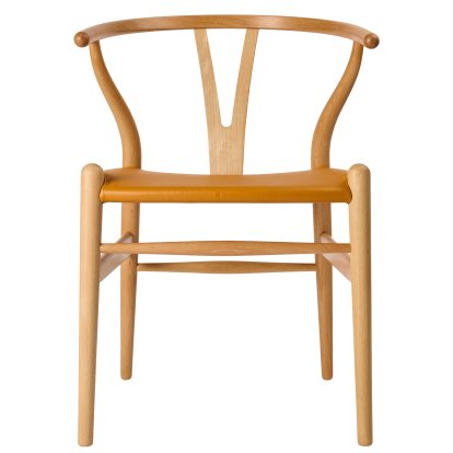 CH24P Wishbone Chair Leather, Oiled beech, Loke 7050