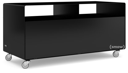 TV Lowboard R 108, Deep black (RAL 9005), Industrial castors