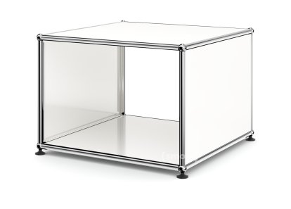 USM Haller Side Table with Side Panels, 50 cm, without interior glass panel, Pure white RAL 9010