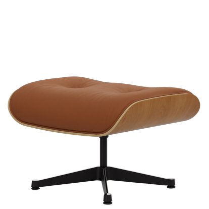 Lounge Chair Ottoman, Cherry, natural , Lether Premium F cognac, Aluminium polished, sides black