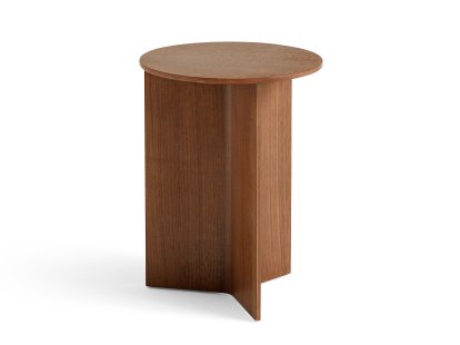 Slit Side Table, Wood, H 47 x Ø 35 cm, Walnut lacquered