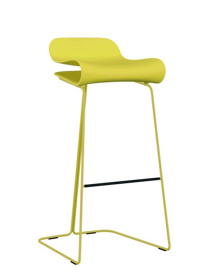 BCN Bar Stool, Zinc yellow, Steel, Shell Colour, Bar version: 76 cm