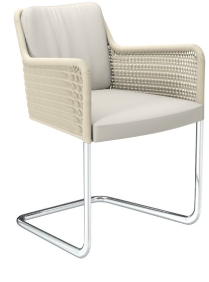 D43 Chair, Leather , Cream white, Chrome-plated steel tubing