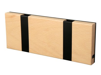 Knax, 2 hooks, Black, Beech clear varnished