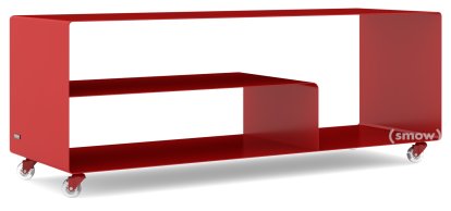 Sideboard R 111, Self-coloured, Ruby red (RAL 3003), Transparent castors