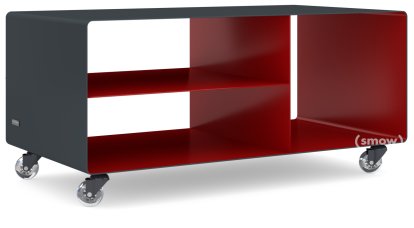 HiFi Lowboard R 104, Anthracite grey (RAL 7016) - Ruby red (RAL 3003), Transparent castors