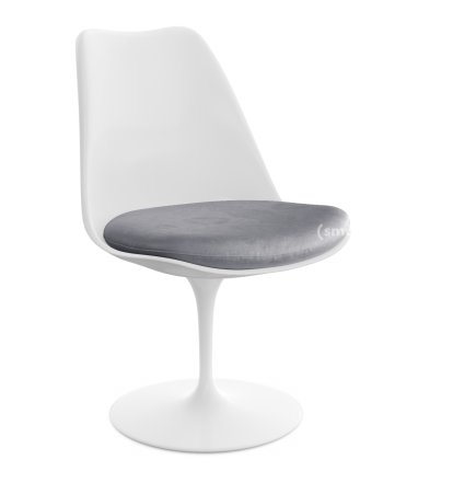 Saarinen Tulip Chair, Swivel, Seat cushion, White, Silver (Eva 139)