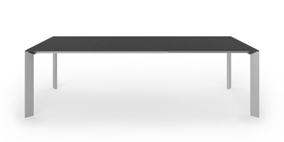 Nori dining table, Laminate black, L 166-260 x W 100 cm, Aluminium with white lacquer