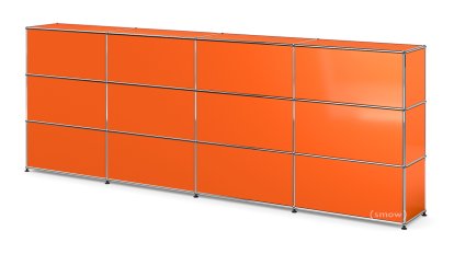 USM Haller Counter Type 1, Pure orange RAL 2004, 300 cm (4 elements), 35 cm
