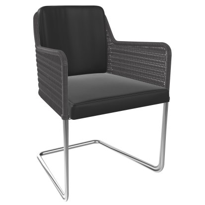 D43, Wickerwork I - graphite grey, Leather - black, Stainless steel, matt
