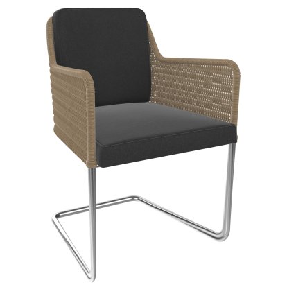 D43, Wickerwork I - beige, Fabric Arco - anthracite, Stainless steel, matt