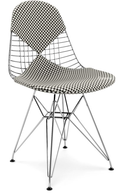 Seat Cushion for Wire Chair (DKR/DKW/DKX/LKR), Seat and backrest cushion (Bikini), Checker, Black/white