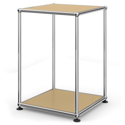 USM Haller Side Table 35 High, Both panels metal, USM beige