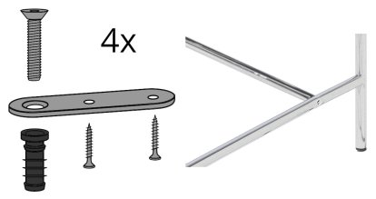 Fastening lug for Eiermann Trestle / Table frame (Set of 4), Stainless steel