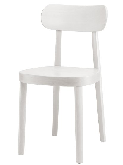 118 / 118 M Chair, White varnished beech, Moulded plywood seat