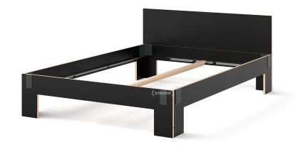 Tagedieb, 160 x 220 cm, With headboard, FU (plywood, birch) black, Anthracite, Without slatted base