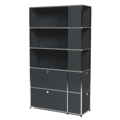 USM Haller bookcase with side compartments, Anthracite RAL 7016