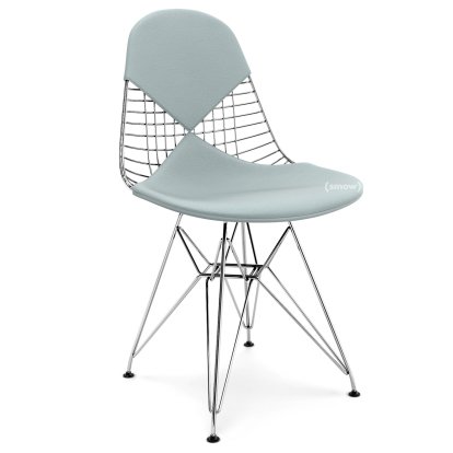 Seat Cushion for Wire Chair (DKR/DKW/DKX/DKL/LKR), Seat and backrest cushion (Bikini), Hopsak, Ice blue / ivory