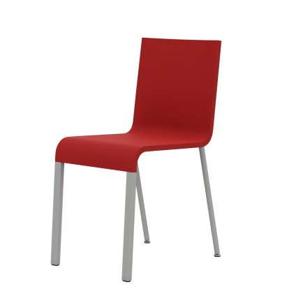 .03 Chair, Non-stackable, Base powder-coated silver sleek, Without armrests, Bright red