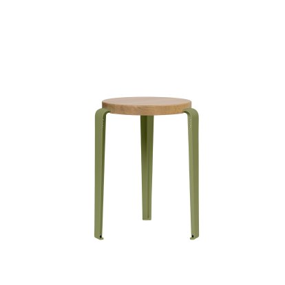 Lou Stool, Solid Wood, Solid oak, Khaki green