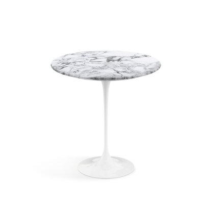 Saarinen Round Side Table, 51 cm, White, Arabescato marble (white with grey tones)