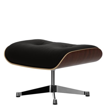 Lounge Chair Ottoman, Dark walnut, Leather Premium F chocolate, Aluminium polished