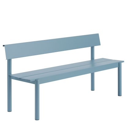 Linear steel bench with backrest