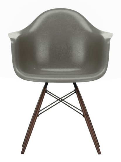 Eames Fiberglass Armchair DAW, Eames raw umber, Dark maple