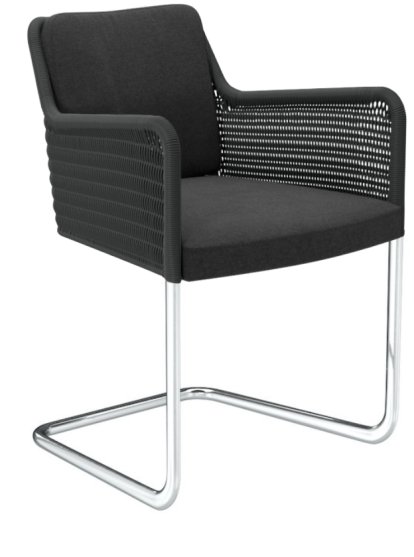 D43 Chair, Cavalry cloth, Anthracite, Chrome-plated steel tubing