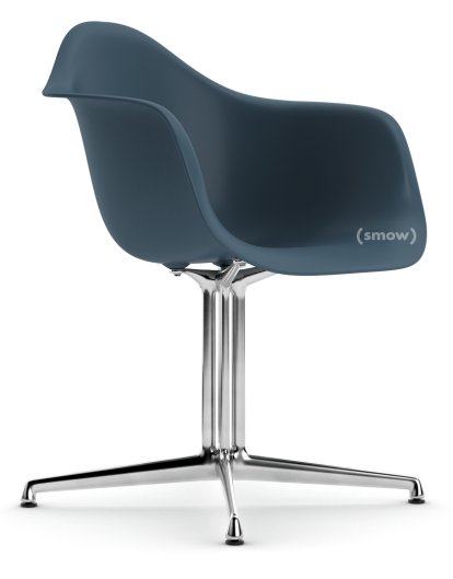 Eames Plastic Armchair DAL, Sea blue, Without upholstery, Without upholstery, Aluminium polished, New seat height (43,0 cm)
