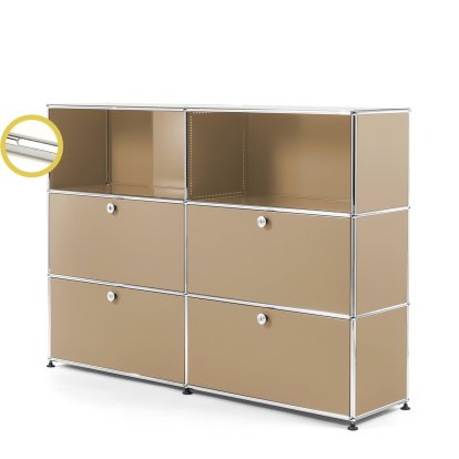 USM Haller E Highboard L with Compartment Lighting, USM beige, Cool white