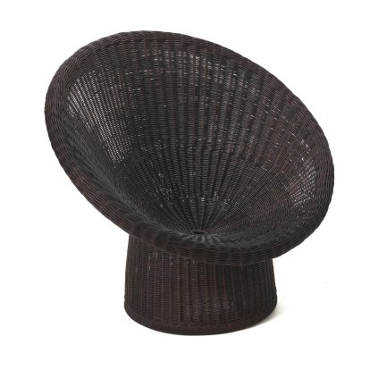 Rattan Chair E 10, Dark brown wicker, Without cushion