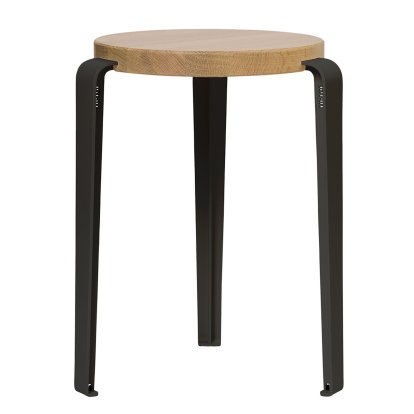 Lou Stool, Solid Wood, Solid oak, Graphite black