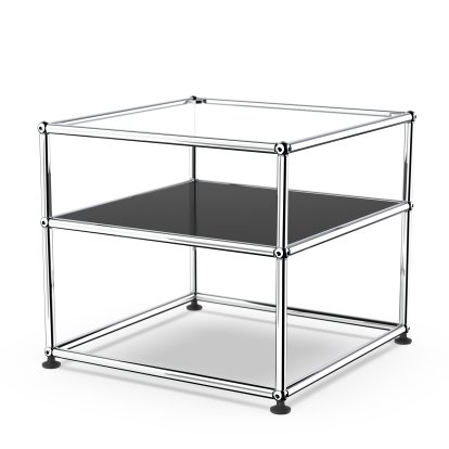 USM Haller side table Type II, Glass, Graphite black RAL 9011
