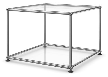 USM Haller Side Table 50, Both panels glass, Clear glass