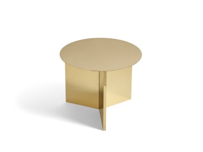 Slit Side Table, Steel, H 35,5 x Ø 45 cm, Brass polished