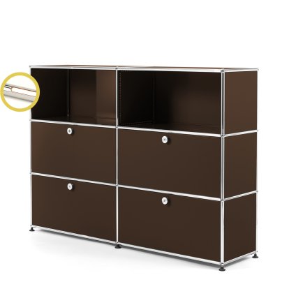USM Haller E Highboard L with Compartment Lighting, USM brown, Warm white