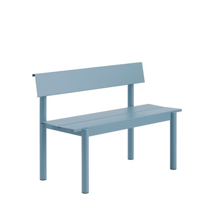 Linear steel bench with backrest, L 110 x W 50,9 cm, Pale blue