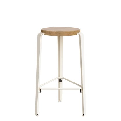 Lou Bar Stool, 66 cm, Solid oak, Cream white