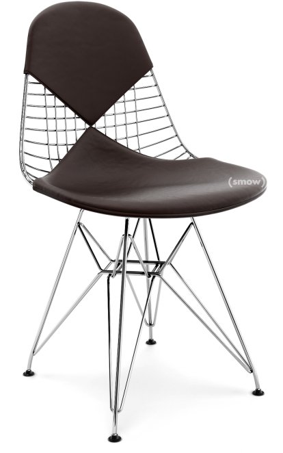 Seat Cushion for Wire Chair (DKR/DKW/DKX/LKR), Seat and backrest cushion (Bikini), Leather (Standard), Chocolate