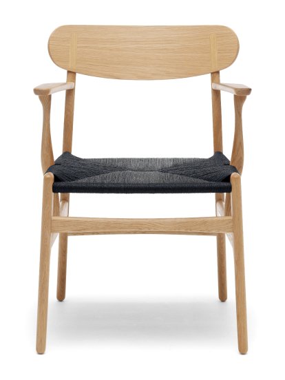 CH26 Dining Chair, White oiled oak, Black