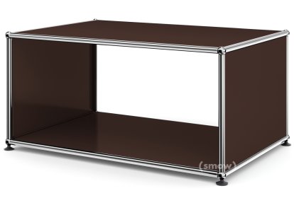 USM Haller Side Table with Side Panels, 75 cm, without interior glass panel, USM brown