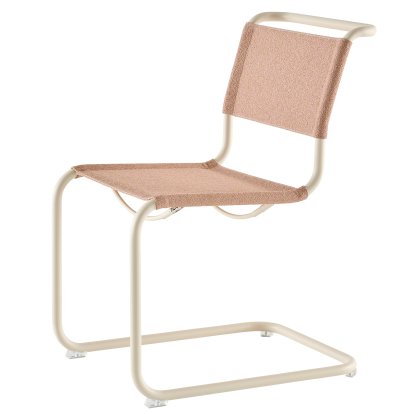 Details Thonet S 33 / S 34 V Fabric Cantilever Chair S 33 / S 34 V Fabric Cantilever Chair, Without armrests, Pearl white matt powder coated, Fabric Cento lotus - rose, Transparent plastic glides with felt