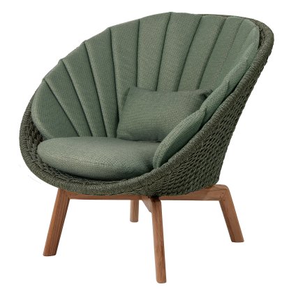 Peacock Lounge Chair, Medium flat soft Rope - Dark green, Link - Dark green