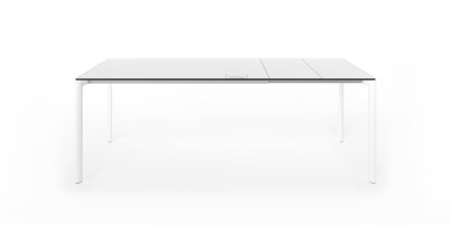 Maki Dining Table, L 139-214 x W 90 cm, Fenix white with black edge, Aluminium with white lacquer